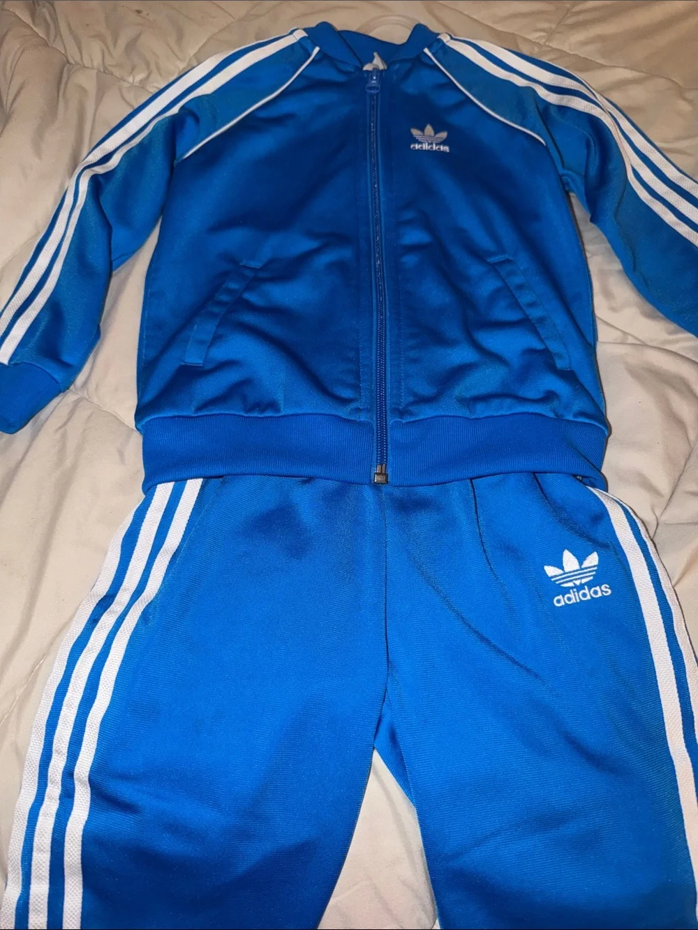 adidas Blue Kids Track Jacket and Pants Matching Set